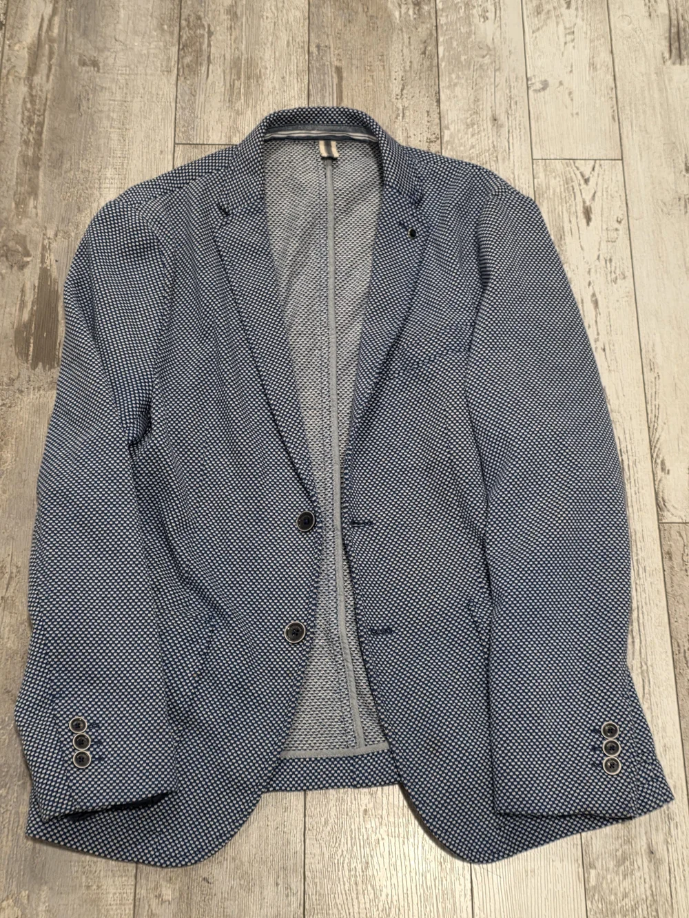 40R Men's Zara Man Unstructured Blazer Speckled Blue All Cotton Slim Sport Coat